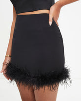 As If Feather Trim Mini Skirt - Black